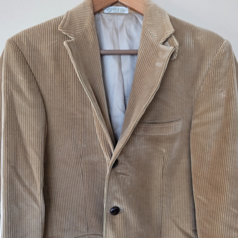VTG Orvis Corduroy Tan Sport Coat Blazer 38R USA Elbow Patches Heritage Academia - Picture 2 of 16